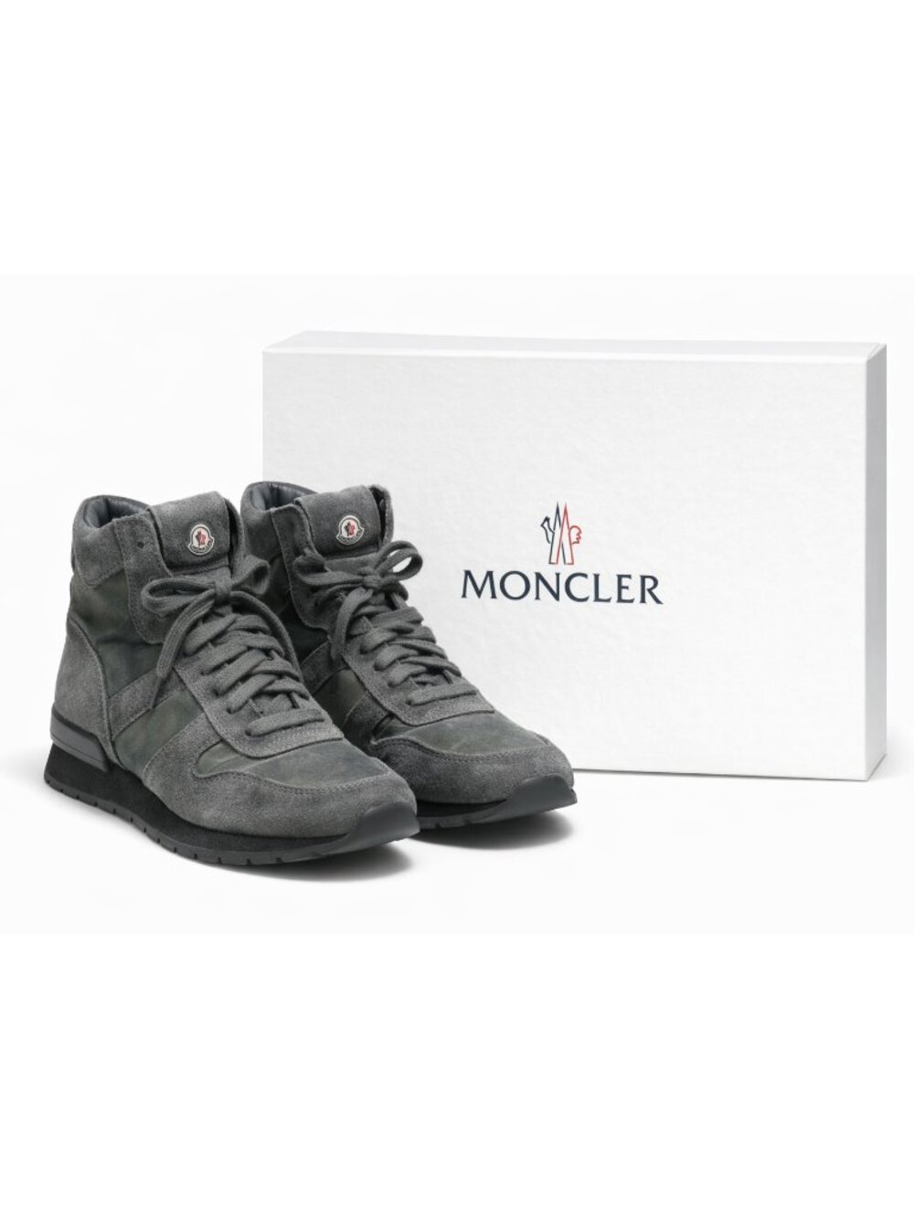 $750 MONCLER Hiking Sneaker Ankle Boots - Black & Green - Size 39
